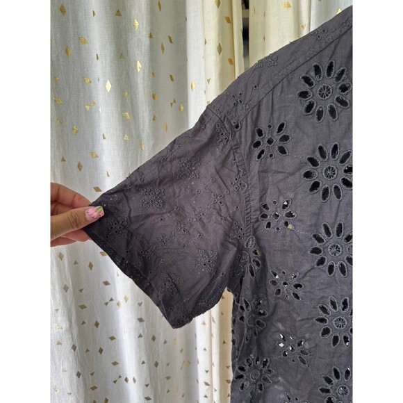 American Eagle 10% Cotton Eyelet Poplin Lace Unlined Button Down Shirt S - Picture 3 of 8